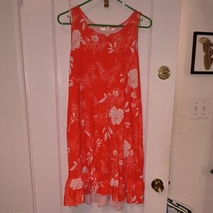 Beyove | Chic Floral Midi Dress - Coral and White